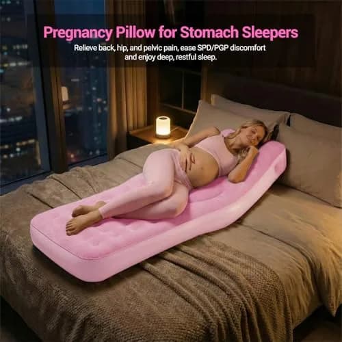 YATAOQINGJIE Inflatable Pregnancy Pillow with Belly & Head Hole | Prone Belly Support for Stomach Sleepers, 68.5" x 27.5" thumbnail 6