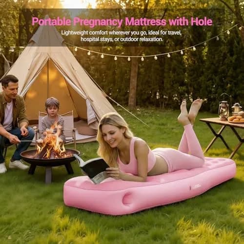 YATAOQINGJIE Inflatable Pregnancy Pillow with Belly & Head Hole | Prone Belly Support for Stomach Sleepers, 68.5" x 27.5" thumbnail 7