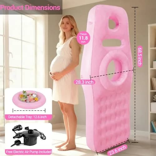 YATAOQINGJIE Inflatable Pregnancy Pillow with Belly & Head Hole | Prone Belly Support for Stomach Sleepers, 68.5" x 27.5" thumbnail 2
