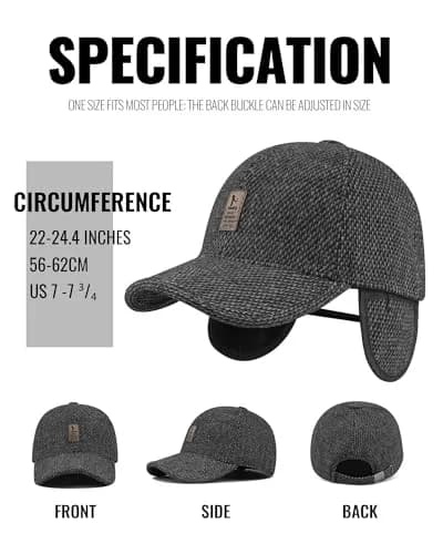 CLAPE Winter Baseball Cap | Unisex Wool Cotton Polyester Sporty Hat thumbnail 7