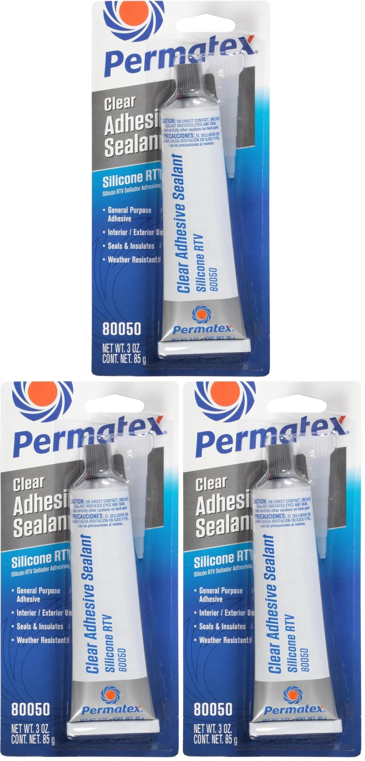 Permatex Clear RTV Silicone Adhesive Sealant 3 oz | Waterproof, Flexible, Indoor & Outdoor Use