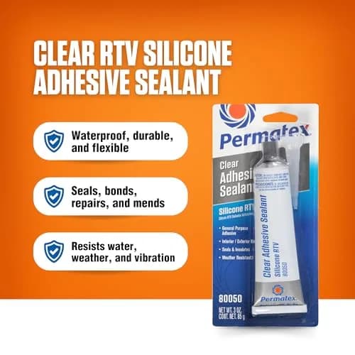 Permatex Clear RTV Silicone Adhesive Sealant 3 oz | Waterproof, Flexible, Indoor & Outdoor Use thumbnail 2
