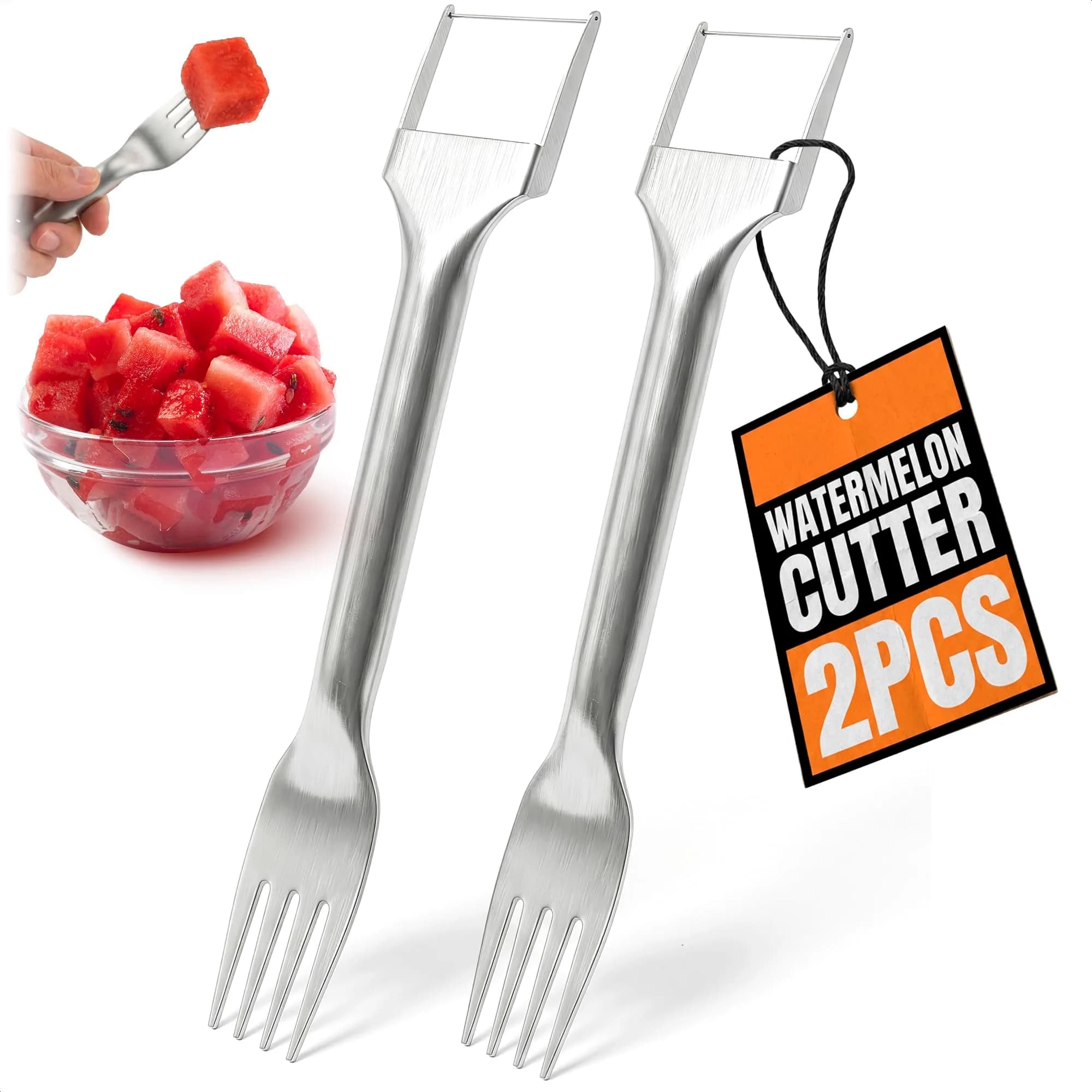 BURIUS Watermelon Fork Slicer Cutter Stainless Steel 20.3 cm (8 Inch) | All-in-One Fruit Prep Tool