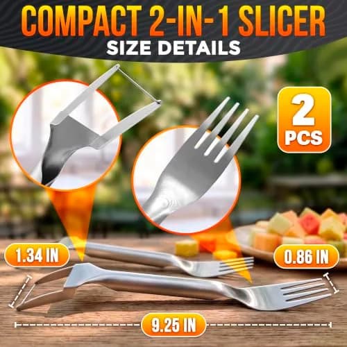 BURIUS Watermelon Fork Slicer Cutter Stainless Steel 20.3 cm (8 Inch) | All-in-One Fruit Prep Tool thumbnail 2