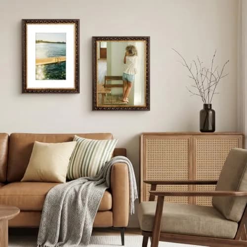 Golden State Art 12x16 Dark Brown & Gold Frame Mat for 8x12 Real Glass | Elegant Gallery Display thumbnail 6