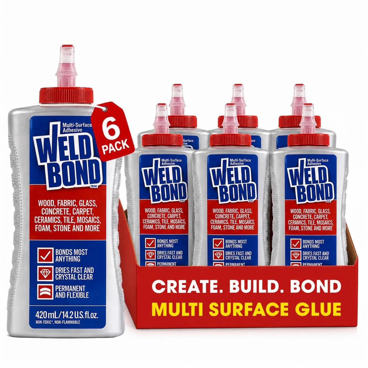 Weldbond Bonding Adhesives 6-Pack | Water-Resistant Polyvinyl Acetate Glue for Wood & Ceramics — 6-Pack