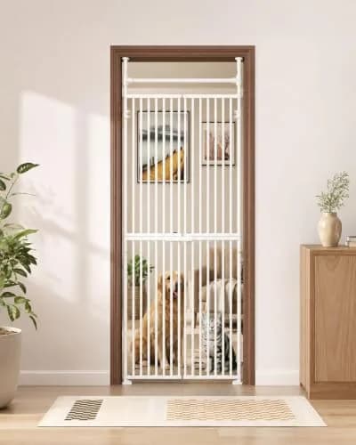 DoCred Extra Tall Cat Gate for Cats 76.77"-98.4" Adjustable Height | No Drilling, Pressure-Mounted thumbnail 1