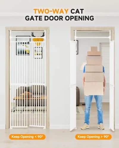 DoCred Extra Tall Cat Gate for Cats 76.77"-98.4" Adjustable Height | No Drilling, Pressure-Mounted thumbnail 6