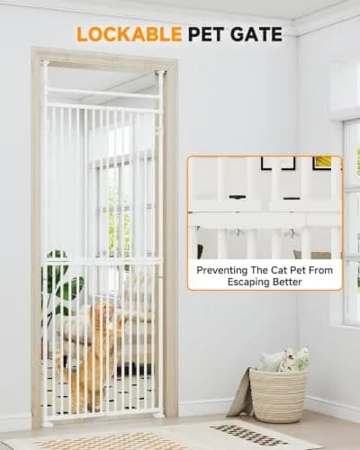 DoCred Extra Tall Cat Gate for Cats 76.77"-98.4" Adjustable Height | No Drilling, Pressure-Mounted thumbnail 7