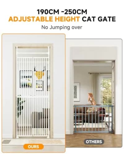 DoCred Extra Tall Cat Gate for Cats 76.77"-98.4" Adjustable Height | No Drilling, Pressure-Mounted thumbnail 3