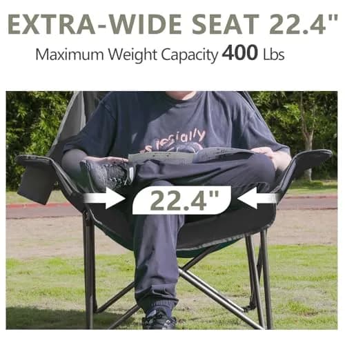 Colegence Oversized XL Padded Camping Chair Heavy Duty Lawn Chair | Supports 500 lbs, Weather Resistant, Extra Comfort thumbnail 5