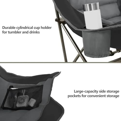Colegence Oversized XL Padded Camping Chair Heavy Duty Lawn Chair | Supports 500 lbs, Weather Resistant, Extra Comfort thumbnail 6