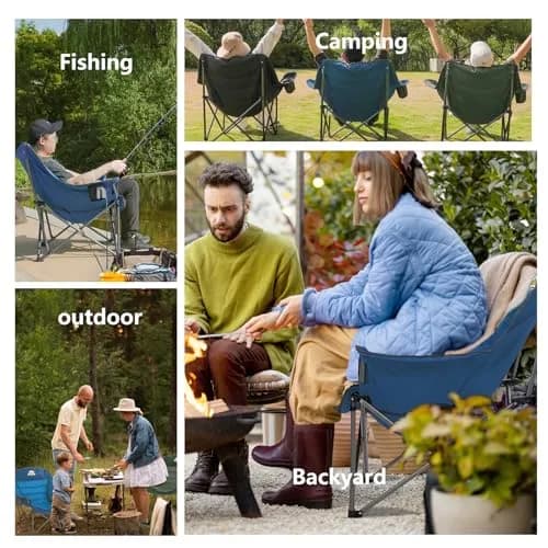 Colegence Oversized XL Padded Camping Chair Heavy Duty Lawn Chair | Supports 500 lbs, Weather Resistant, Extra Comfort thumbnail 8