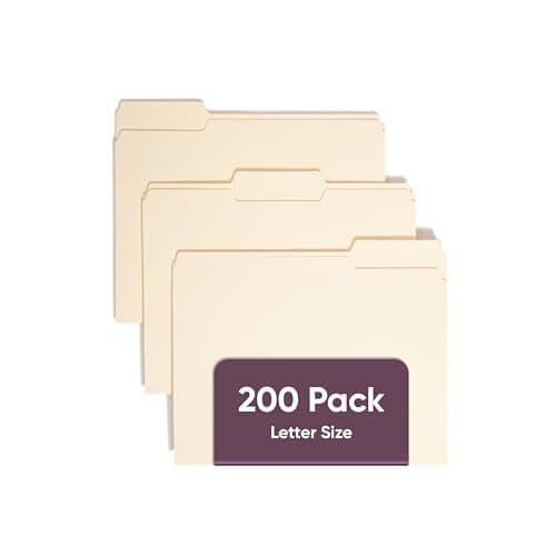 SMEAD File Folders Letter Sized 1/3-Cut Tab Manila 200 Pack | Durable, Expandable & Made in USA - main product image