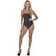 ToBeInStyle Women's Long Sleeve Opaque Leotard Teddy - Open Back Thin Strap Lurex Teddy Black - One Size thumbnail 3