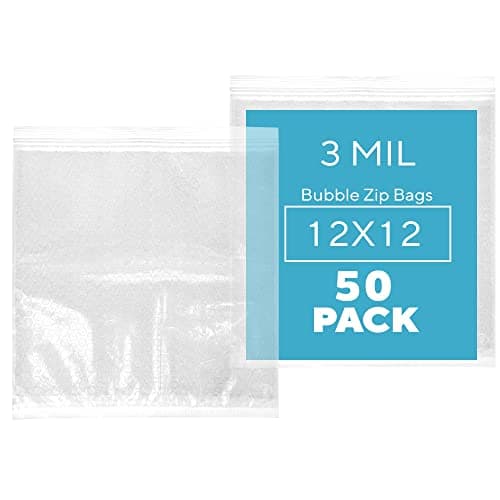 GPI POLY 12" x 12" Bubble Zip Bags | Heavy Duty 3 Mil Large Storage Pack - main product image