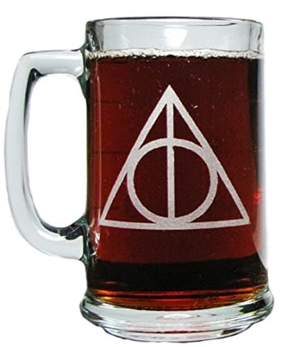 Orange Kat Deathly Hallows Engraved Beer Mug 15oz | Laser Etched Glassware for Harry Potter Fans - view 2