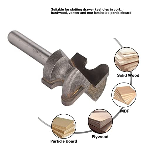 Walfront Finger Pull Bit 1/4in Round Shank Carbide Center Point Drill Bit for Drawer Pull Router Slotting in Cork Wood Hardwood Veneer Keyholes | Accurate Positioning - view 3