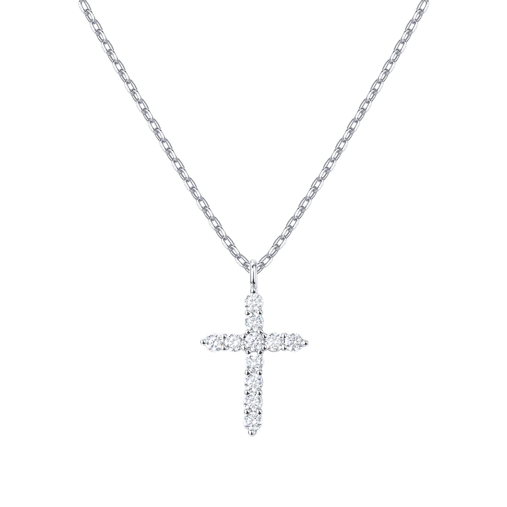 PAVOI Cross Pendant Necklace for Women, 14K Gold Plated, Rose Gold | Dainty Religious Jewelry — White Gold