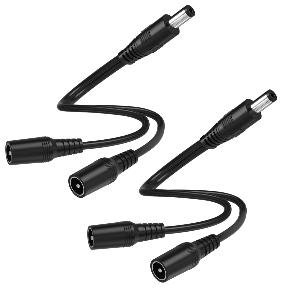 SIOCEN 2 Pack 1 Male to 2 Female DC Power Splitter Cable 2.1mm x 5.5mm | CCTV & LED Power Adapter - main product image
