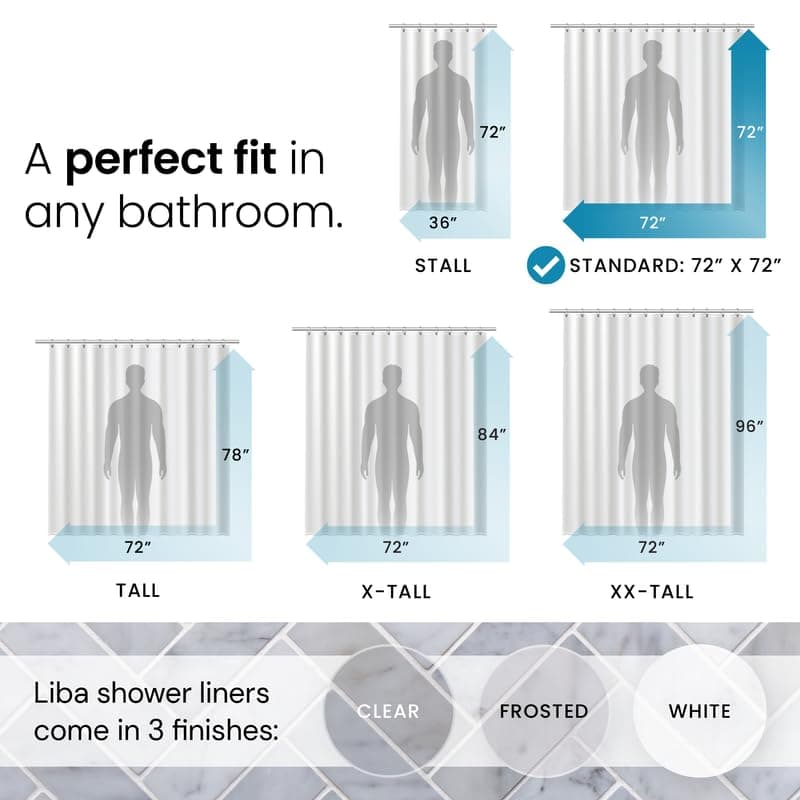 LiBa Shower Curtain PEVA 8G 72x72 Inch Waterproof White | Eco-Friendly Bathroom Accessory - view 2