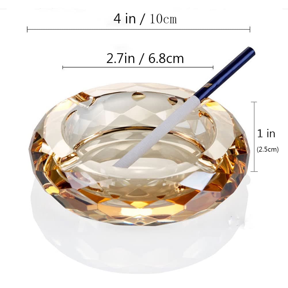 HOSTEESSCHOICE Gold Ashtray | Round Crystal Glass Cigar Holder for Home & Office - view 4