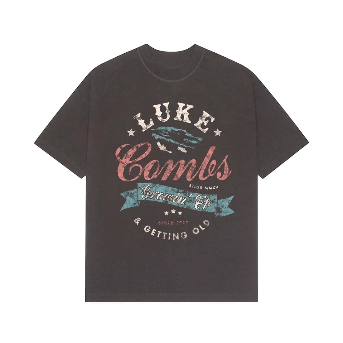 Luke Combs Getting Old Spellout T-Shirt, Charcoal, Small | Unisex Cotton Tee for Men - main product image