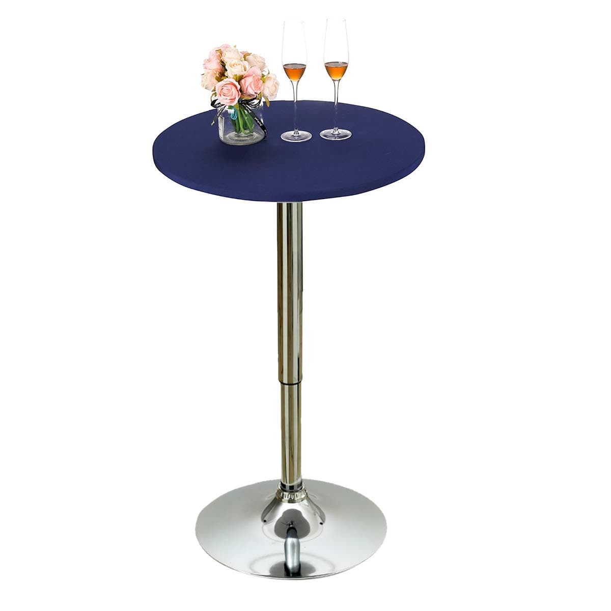 JISEN 30 Inch Round Tablecloth A-Navy | Stretchable Fitted Spandex Cover - view 5
