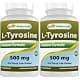 Best Naturals L-Tyrosine 500 mg 90 Capsules | Unflavoured, 2 Pack, Made in USA thumbnail 1