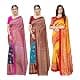 Yashika Women's Combo Art Silk Saree with Blouse, Pack of 3, Navy Blue, Mustard, Multicoloured | Elegant Festival & Wedding Wear thumbnail 1
