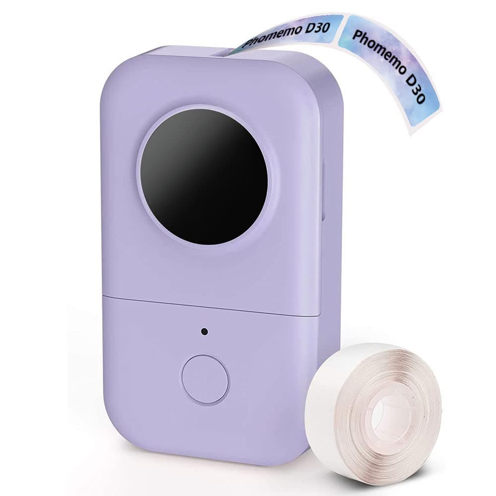 Phomemo D30 Bluetooth Label Maker Machine Purple Mini Portable Thermal Printer | 220V Compatible Printer - main product image