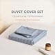 Wake In Cloud Striped Cotton Duvet Cover Set, Denim Blue, King | Classic Farmhouse Style with Corner Ties & Zipper Closure thumbnail 2
