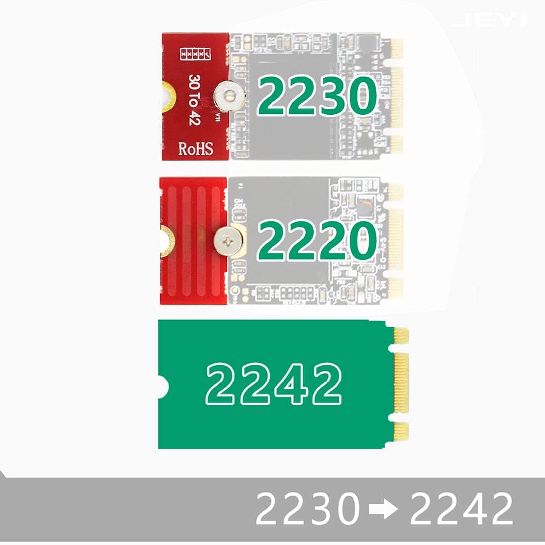 JEYI M2 M2PLUS NGFF NVME M.2 Extended Transfer 2230, 2242, 2260, 2280 | Durable Metal Support, Adjustable Length, Easy Install - view 4