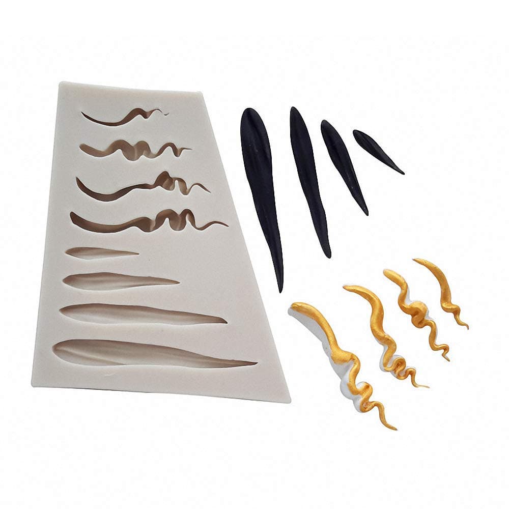 Fewo Girl Doll Hair Silicone Clay Mold Woman Hair Fondant Mould 8.5cm x 13.8cm | Food-Grade Silicone Craft Tool - view 3