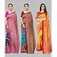 Yashika Women's Combo Art Silk Saree with Blouse, Pack of 3, Navy Blue, Mustard, Multicoloured | Elegant Festival & Wedding Wear thumbnail 2