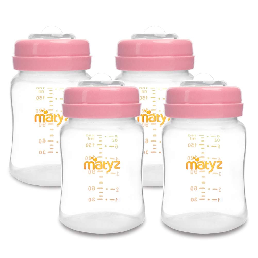 Matyz 4-Pack Breast Milk Collection & Storage Bottles (6oz Each, Pink) | BPA-Free Pumping Storage for Spectra & Philips Avent - main product image
