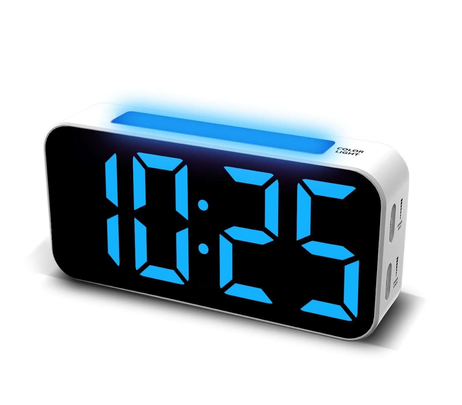 Topski Digital Alarm Clock with Night Light | Large 7-inch Display, Dual Alarm, Snooze, Dimmable Bedside Clock for Kids Teens