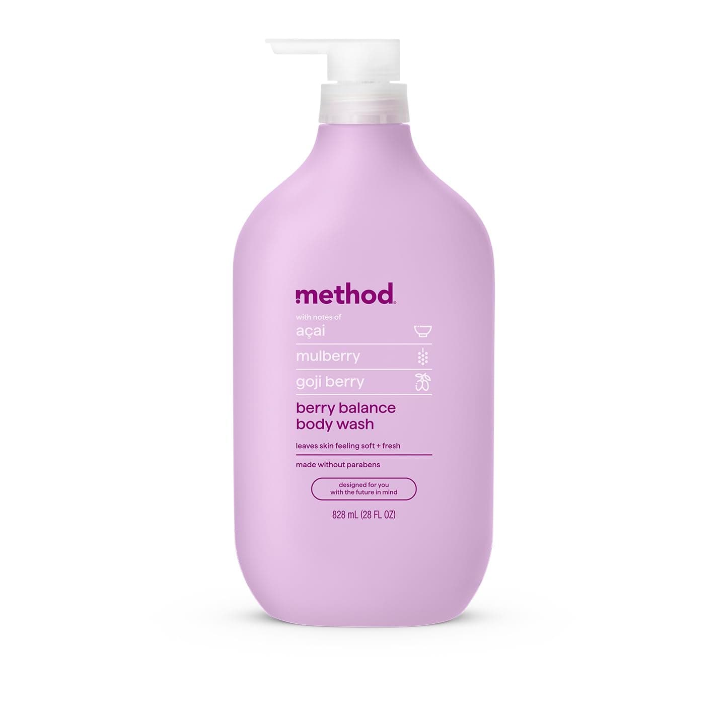 Method Body Wash Berry Balance, Moisturizing Gel Liquid Body Soap, Notes of Acai, Goji Berry & Mulberry, Cruelty-Free, 28oz - main product image