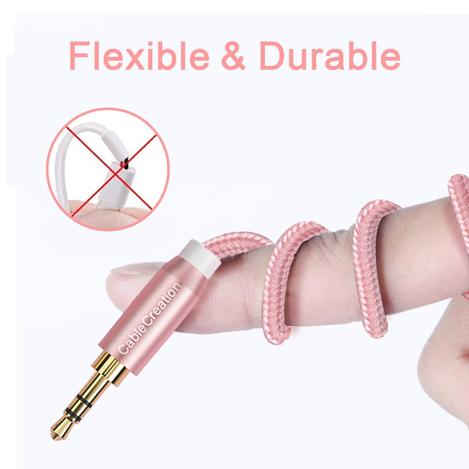 CableCreation Braided 3.5mm Audio Cable 6FT/1.8m | Stereo Aux Cable with Gold Plated Connectors - view 6