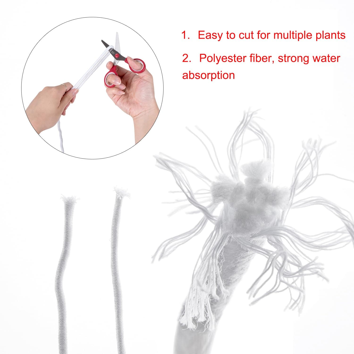 ORIMERC 15ft Self-Watering Capillary Wick Cord for Plants | Automatic Watering System for Hydroponics & Seedlings - view 8