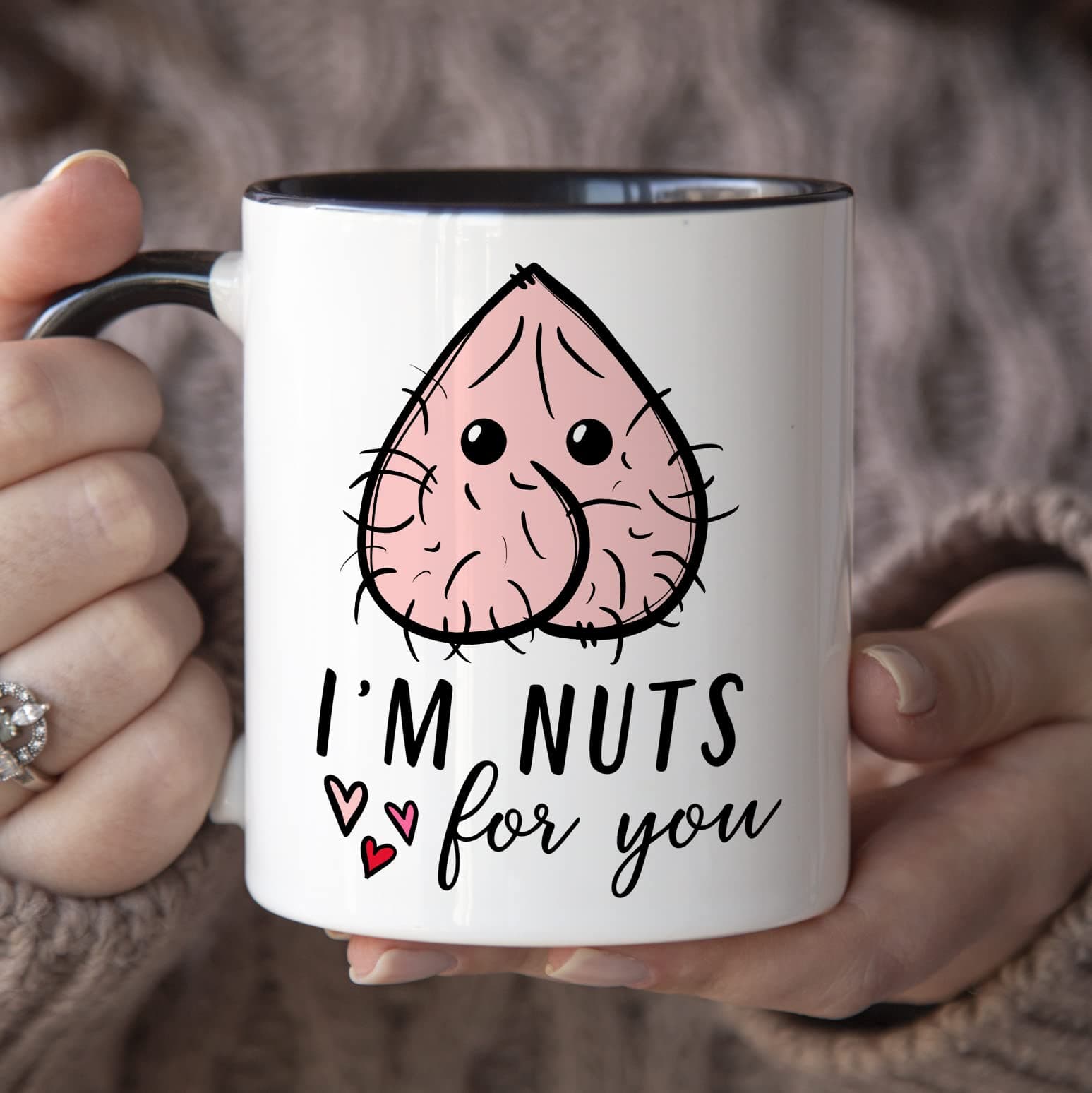 YouNique Designs I'm Nuts About You Mug Anniversary Coffee Cup 11oz | Unique Sexy Gift - view 3