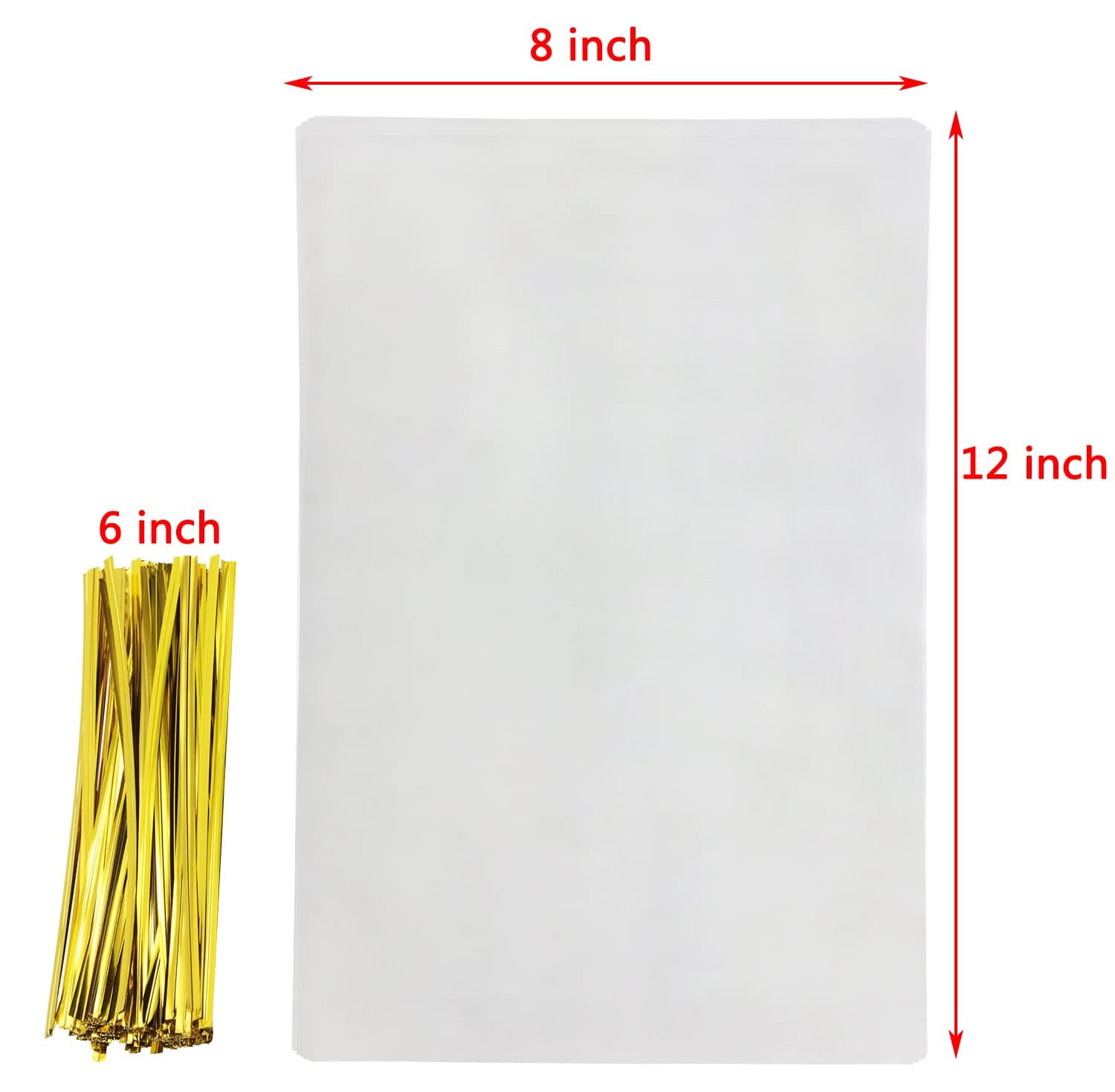 Mini Skater Food Storage Bag 50pcs | Durable, Non-Toxic, Clear & Gold Twist Ties - view 2