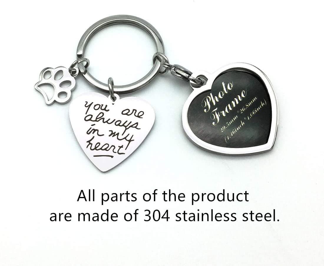 bouti1583 Pet Dog Remembrance Memorial Photo Frame Keychain | Heart-Shaped Stainless Steel Keepsake - view 2