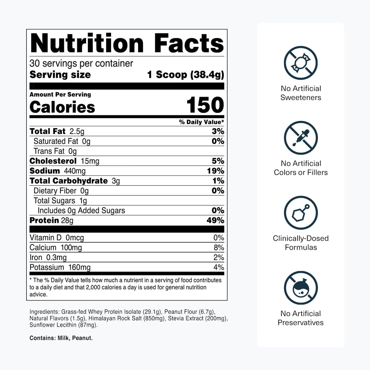 Transparent Labs Grass-Fed Whey Protein Isolate Vanilla Peanut Butter 1.03 kg (2.27 lb) | 28g Protein Per Serving - view 3