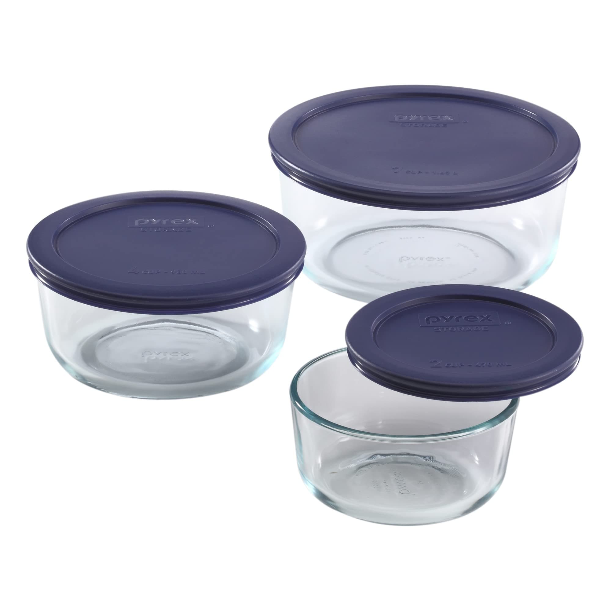 Pyrex Simply Store Glass Food Storage Containers Set (3-Pack) 2, 4, 7 Cup | Microwave & Dishwasher Safe - view 2