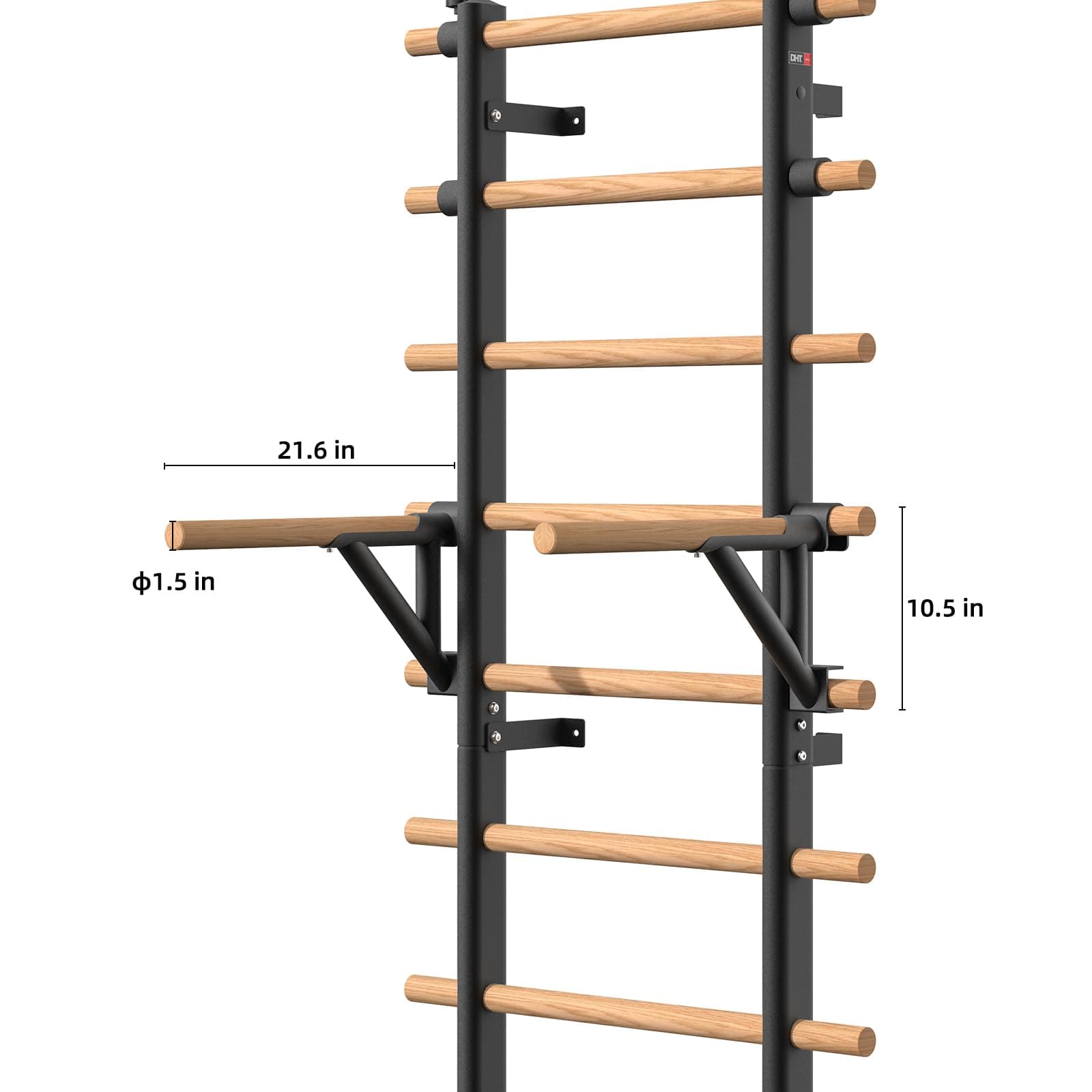 DHT Double Bar Bracket for Swedish Ladder | Adjustable Upper Body Exercise Accessory (70-120 chars) - view 5