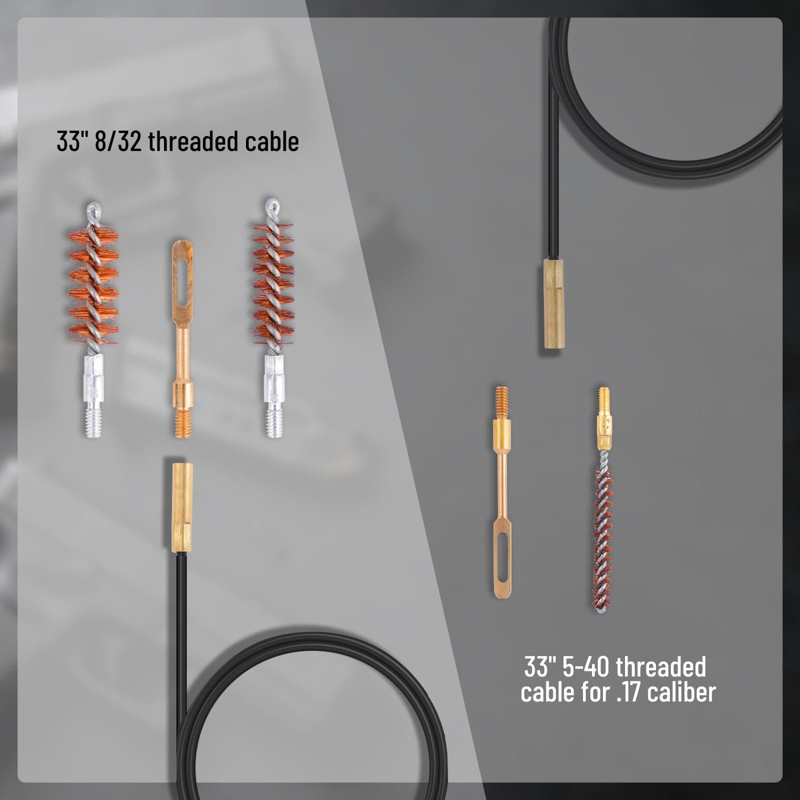 BOOSTEADY Gun Cleaning Kit .17 .22/.223/5.56MM .243 .280 .30 .357/9MM .40 .45 12GA | Multi-Caliber Bore Brushes & Coated Cables - view 5