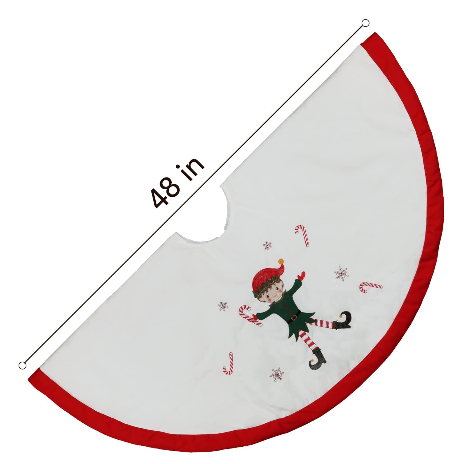 Zpiio Tree Skirt 48 inch | Rustic Embroidered Elf Design, Soft Padding, Large Size for Christmas Tree - view 3