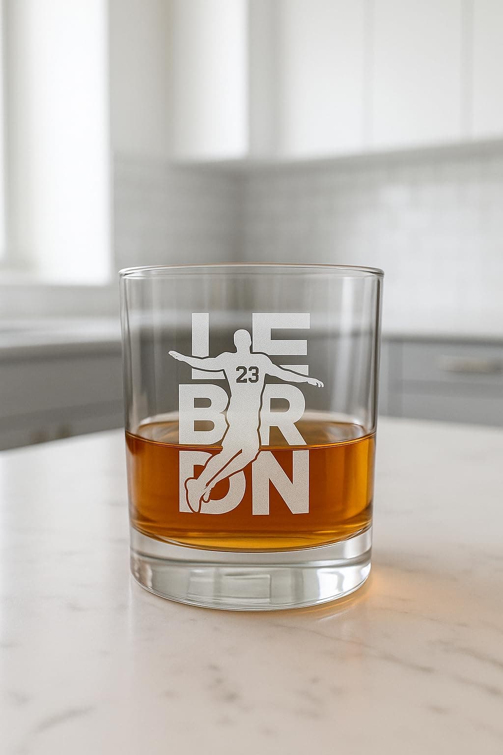 Hat Shark Basketball Glass 10.5 oz | 3D Laser Engraved Scotch Whiskey - view 2