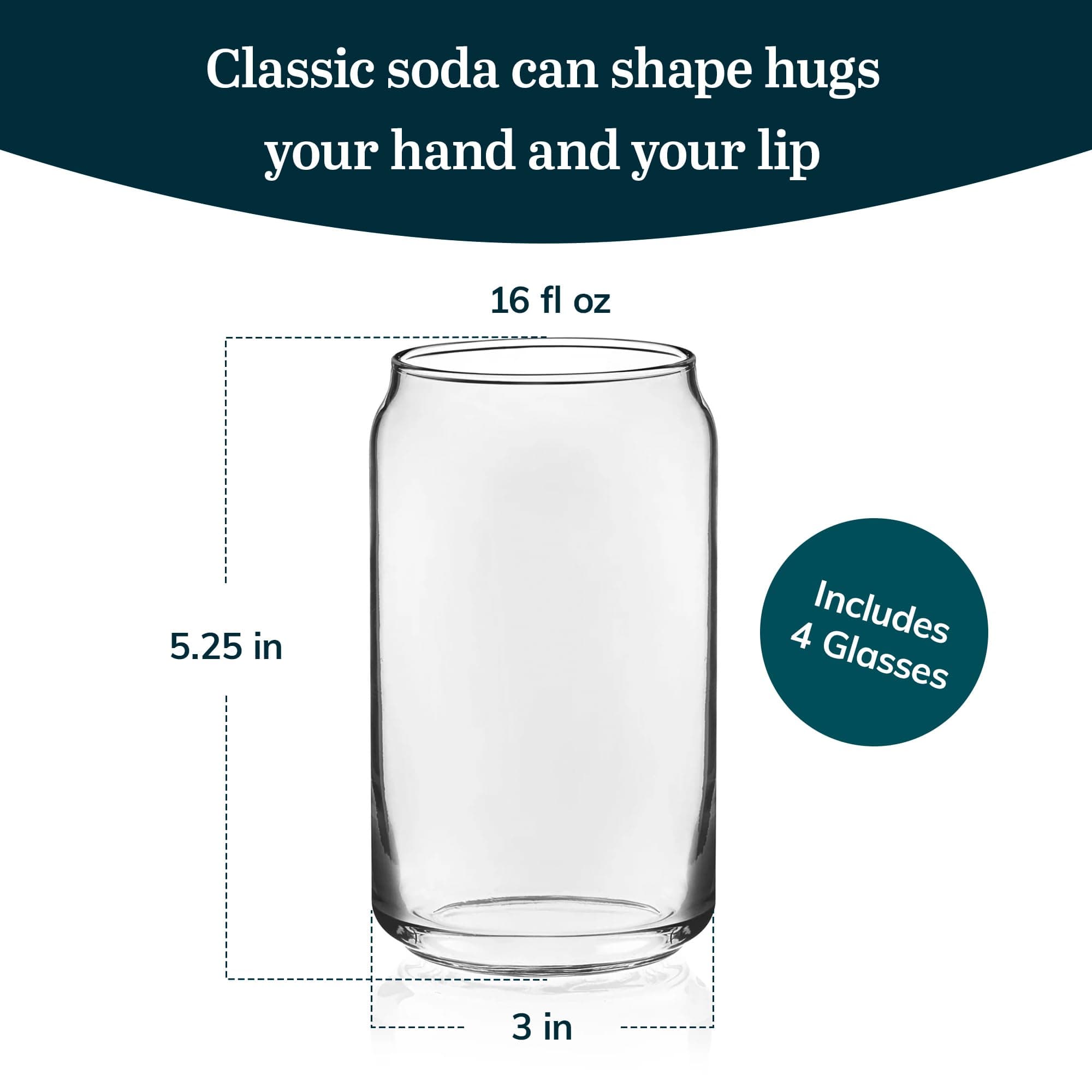 Libbey Can Shaped Beer Glass - 16 oz - 4 PACK with Pourer | Can-Shaped Glassware for Beer Enthusiasts - view 3